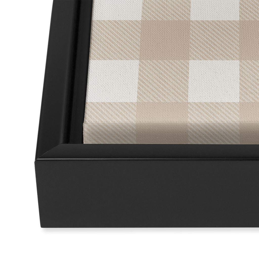 Gingham Cloth / Beige Checks Framed Canvas Print Gallery Image 3