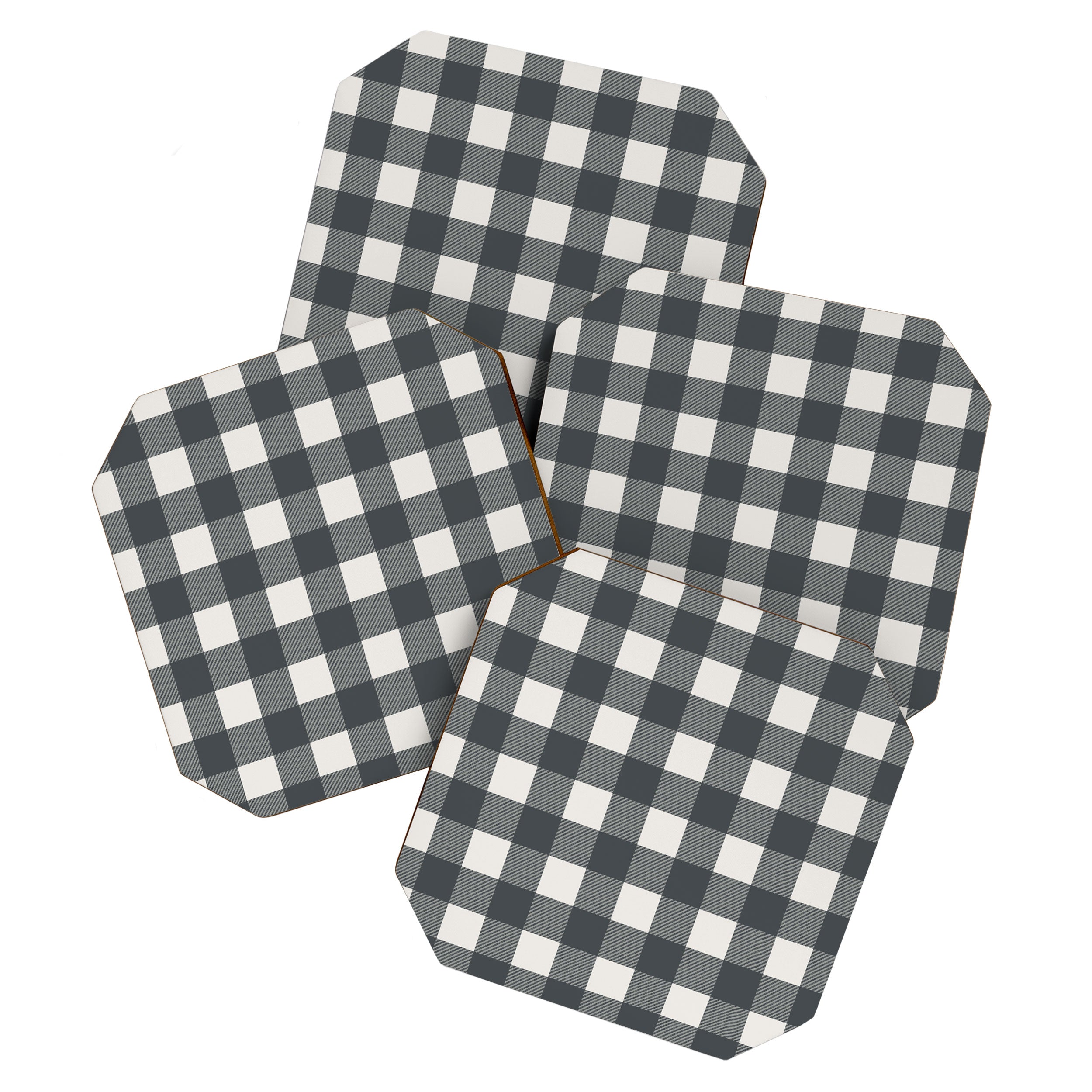 Gingham Cloth / Charcoal Checks Coaster Gallery Image 1