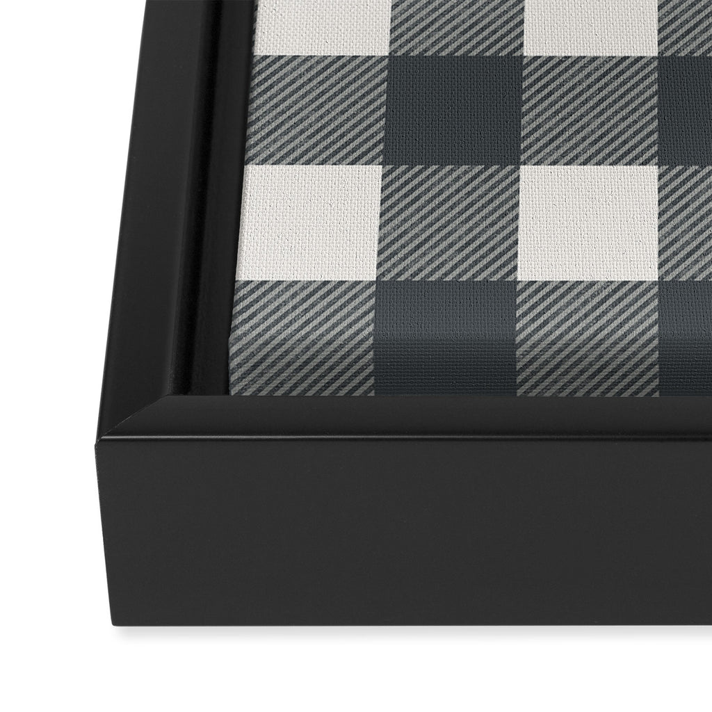 Gingham Cloth / Charcoal Checks Framed Canvas Print Gallery Image 3