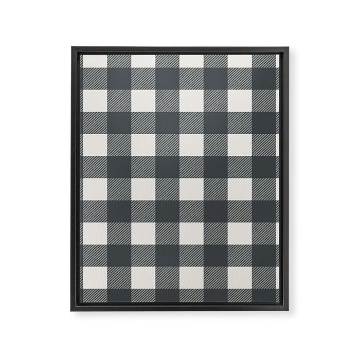 Gingham Cloth / Charcoal Checks Framed Canvas Print Gallery Image 1