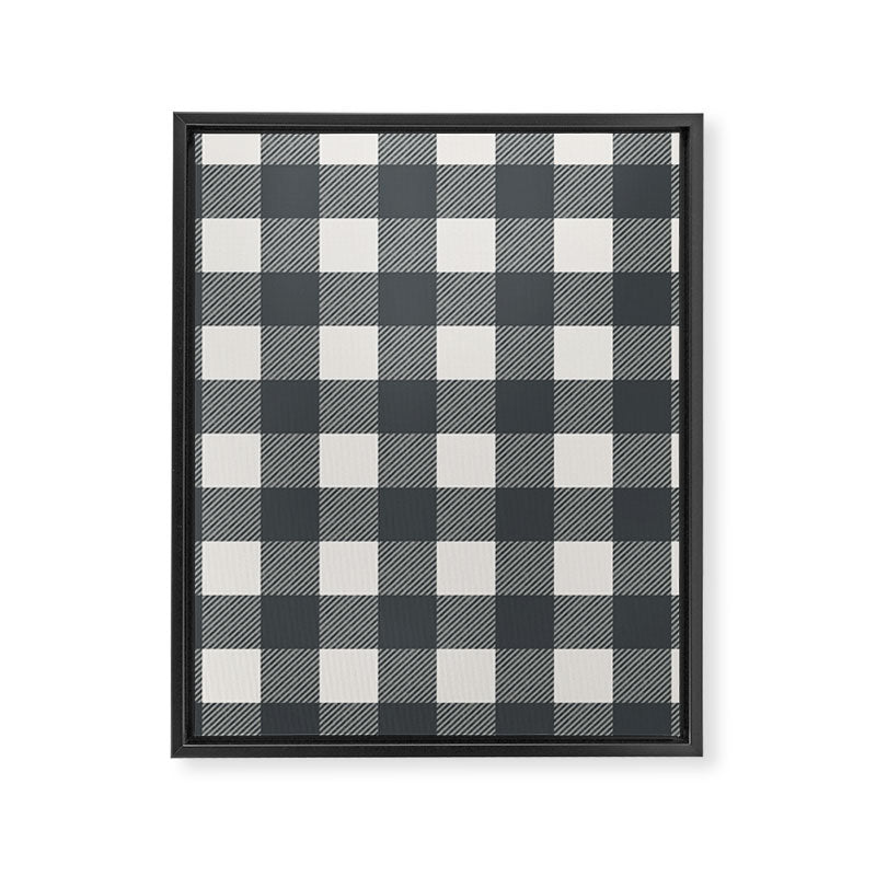 Gingham Cloth / Charcoal Checks Framed Canvas Print Gallery Image 8
