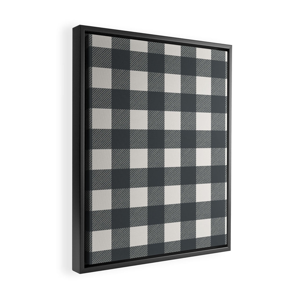 Gingham Cloth / Charcoal Checks Framed Canvas Print Gallery Image 2