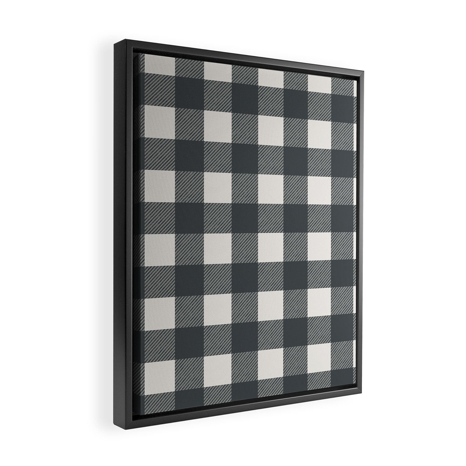 Gingham Cloth / Charcoal Checks Framed Canvas Print Gallery Image 2