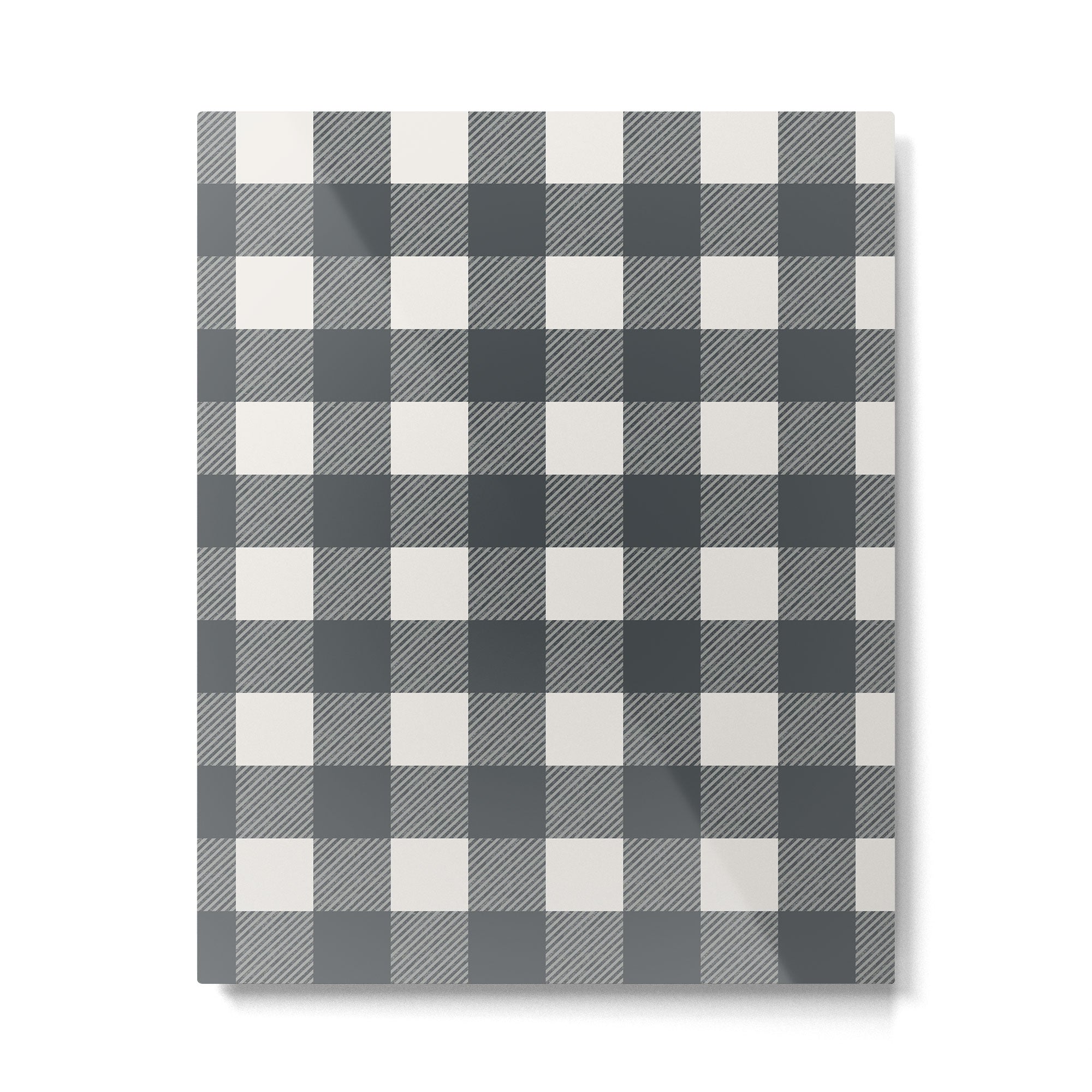 Gingham Cloth / Charcoal Checks Metal Print Gallery Image 6