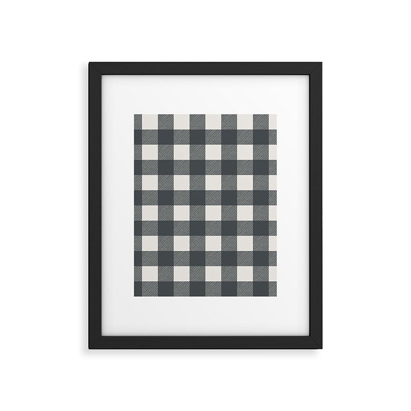 Gingham Cloth / Charcoal Checks Framed Art Print Gallery Image 6