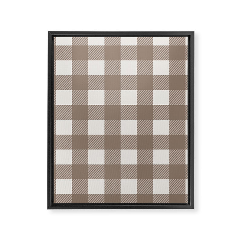 Gingham Cloth / Mocha Checks Framed Canvas Print Gallery Image 8