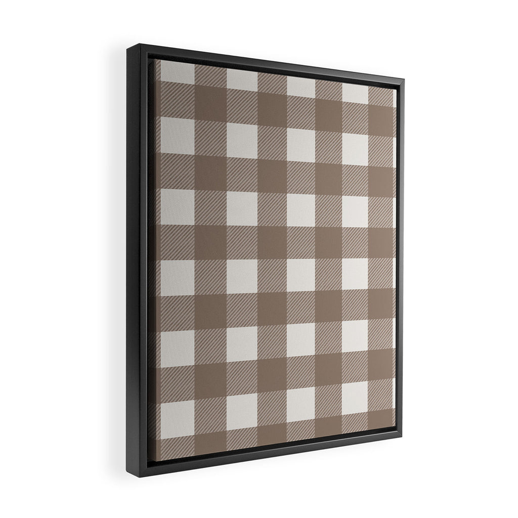 Gingham Cloth / Mocha Checks Framed Canvas Print Gallery Image 2