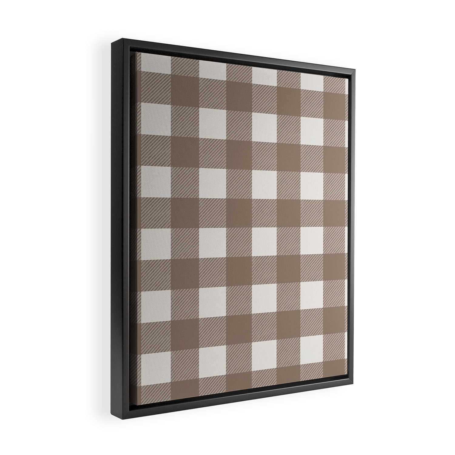 Gingham Cloth / Mocha Checks Framed Canvas Print Gallery Image 2