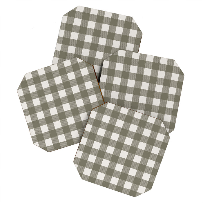 Gingham Cloth / Olive Checks Coaster Gallery Image 1