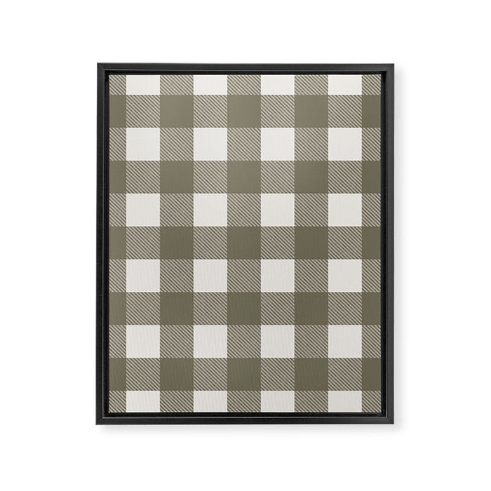 Gingham Cloth / Olive Checks Framed Canvas Print Gallery Image 1