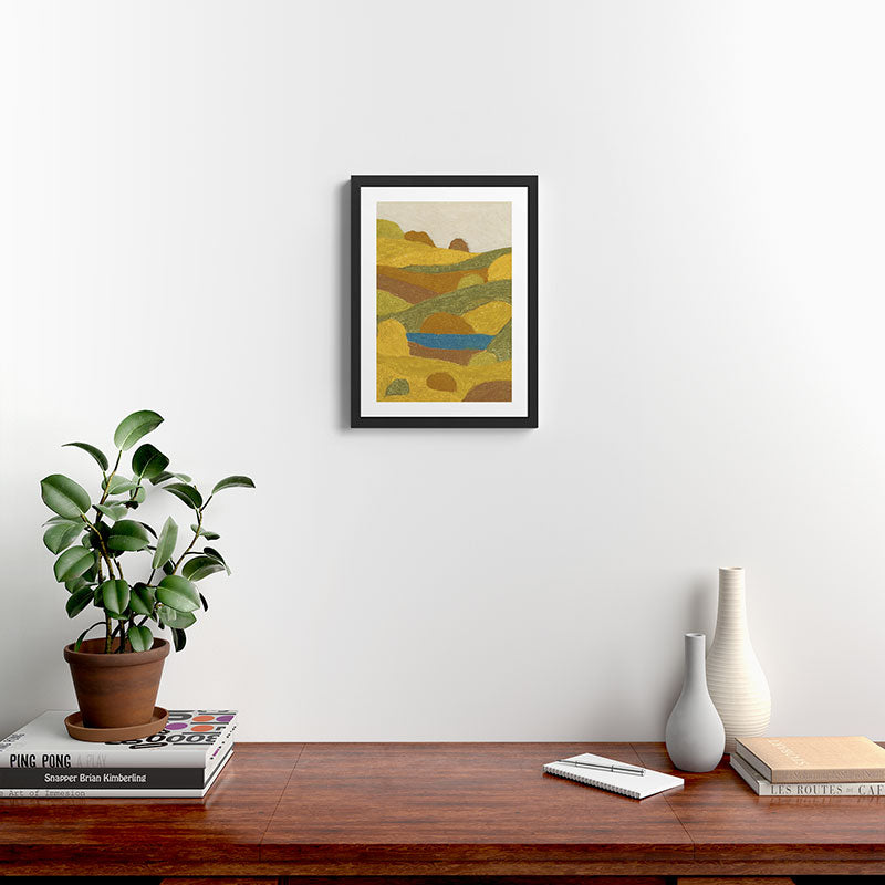 Golden Hills, Quiet Lake Framed Art Print Gallery Image 2