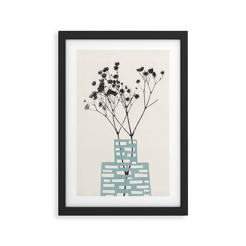 Gypsophila in a Blue Vase Framed Art Print Gallery Image 2