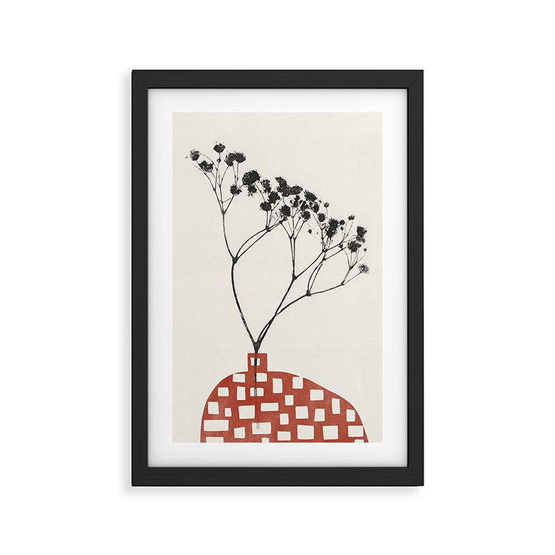 Gypsophila in a Red Vase Framed Art Print Gallery Image 2