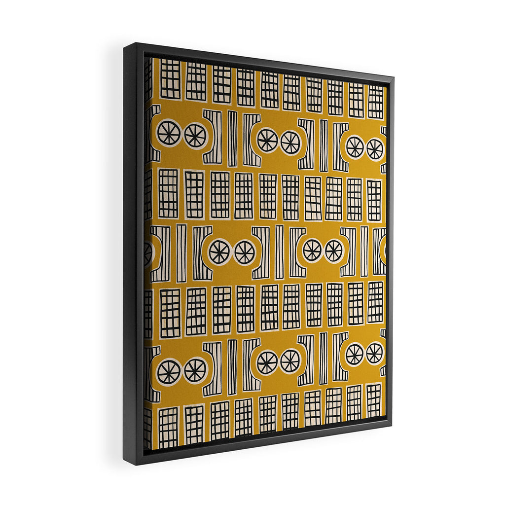 Handcut Geometry - Mustard Framed Canvas Print Gallery Image 2