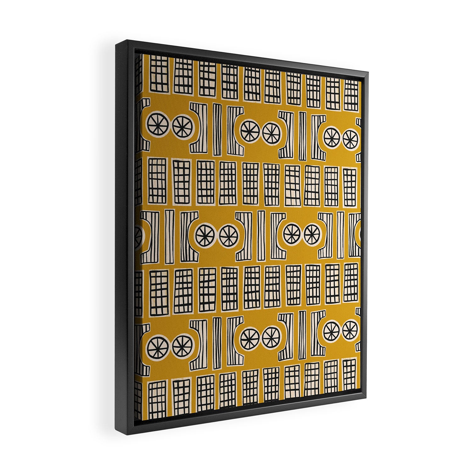Handcut Geometry - Mustard Framed Canvas Print Gallery Image 2