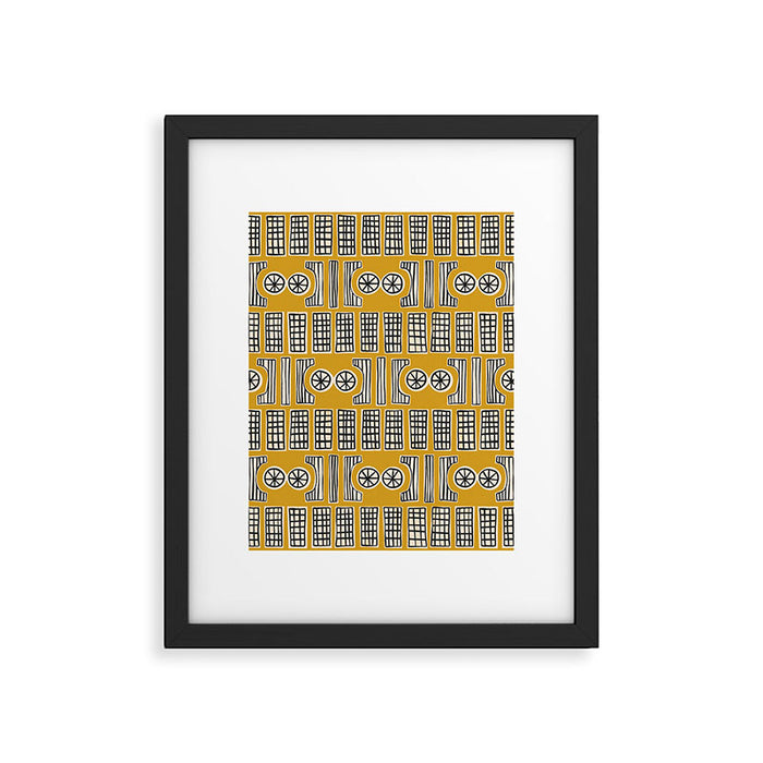 Handcut Geometry - Mustard Framed Art Print Gallery Image 1
