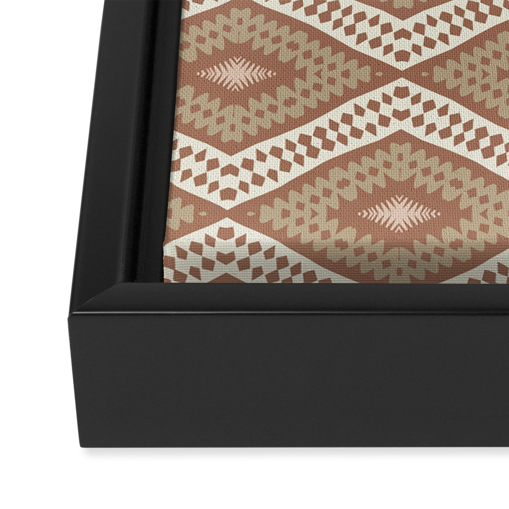 Ikat Hand-cut Pattern 1 Inspired by PANTONE 17 1230 Mocha Mousse Framed Canvas Print Gallery Image 3