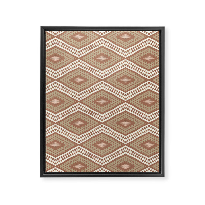 Ikat Hand-cut Pattern 1 Inspired by PANTONE 17 1230 Mocha Mousse Framed Canvas Print Gallery Image 1