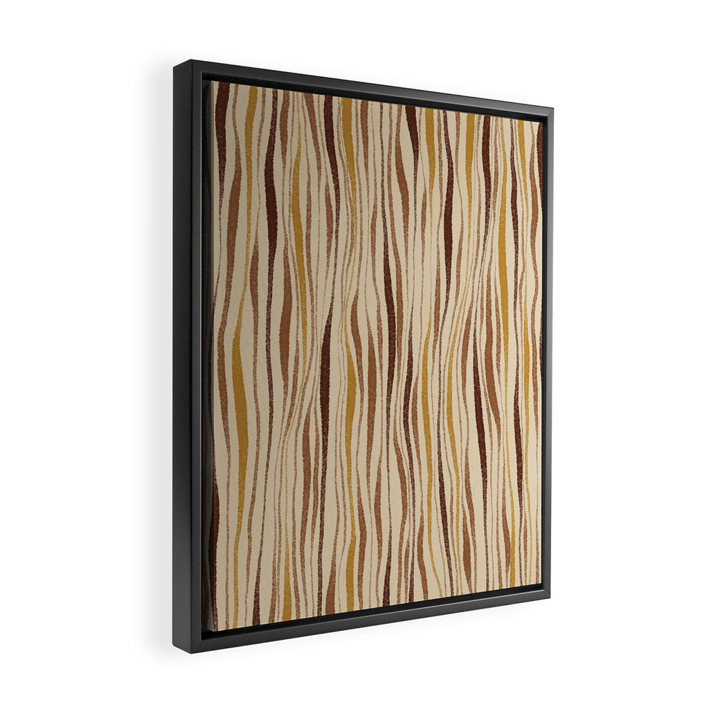 Irregular Lines / Brown & Yellow Framed Canvas Print Gallery Image 2