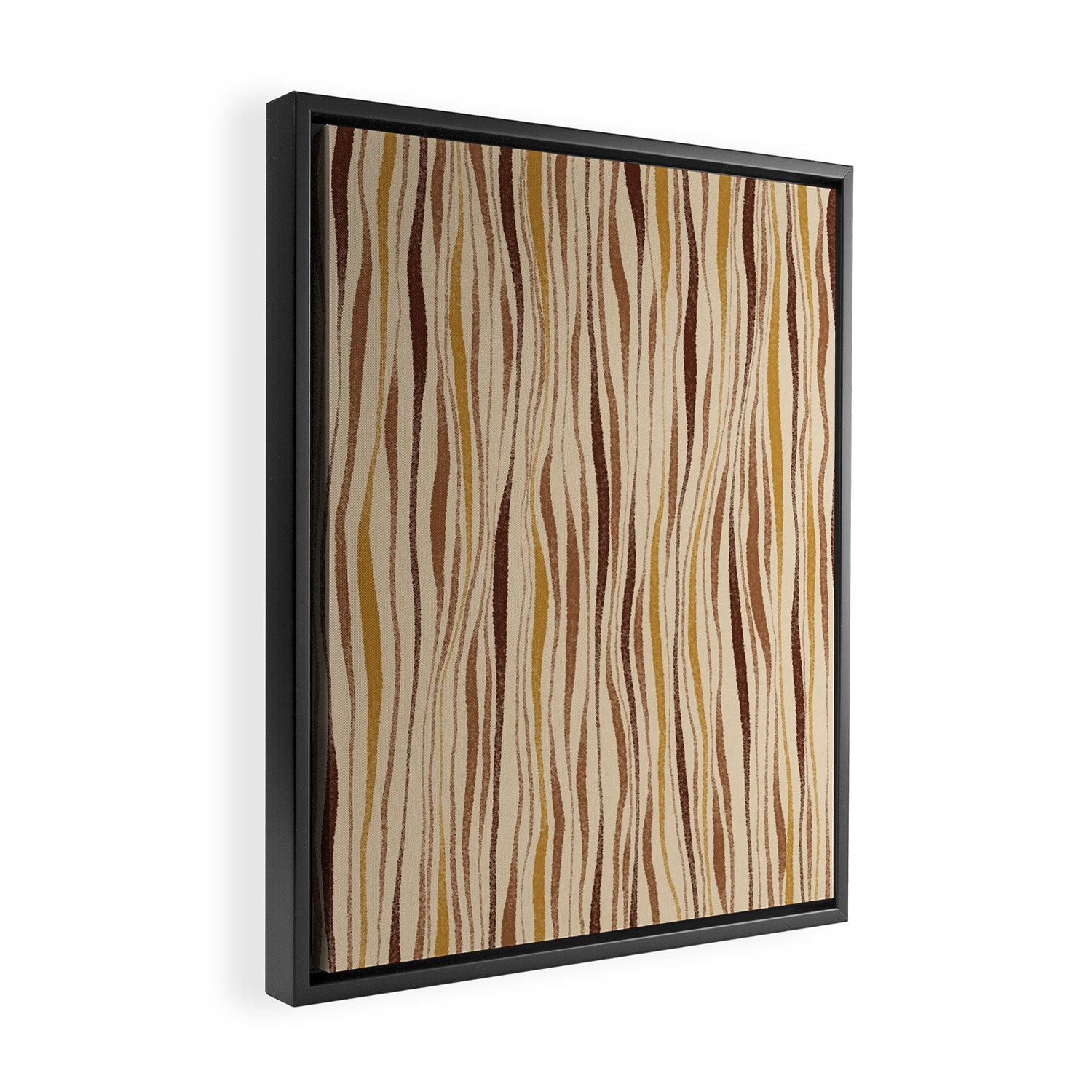Irregular Lines / Brown & Yellow Framed Canvas Print Gallery Image 2