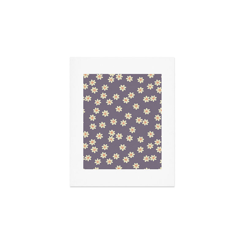 Tiny Flowers / Lavender & Orange Art Print Gallery Image 1