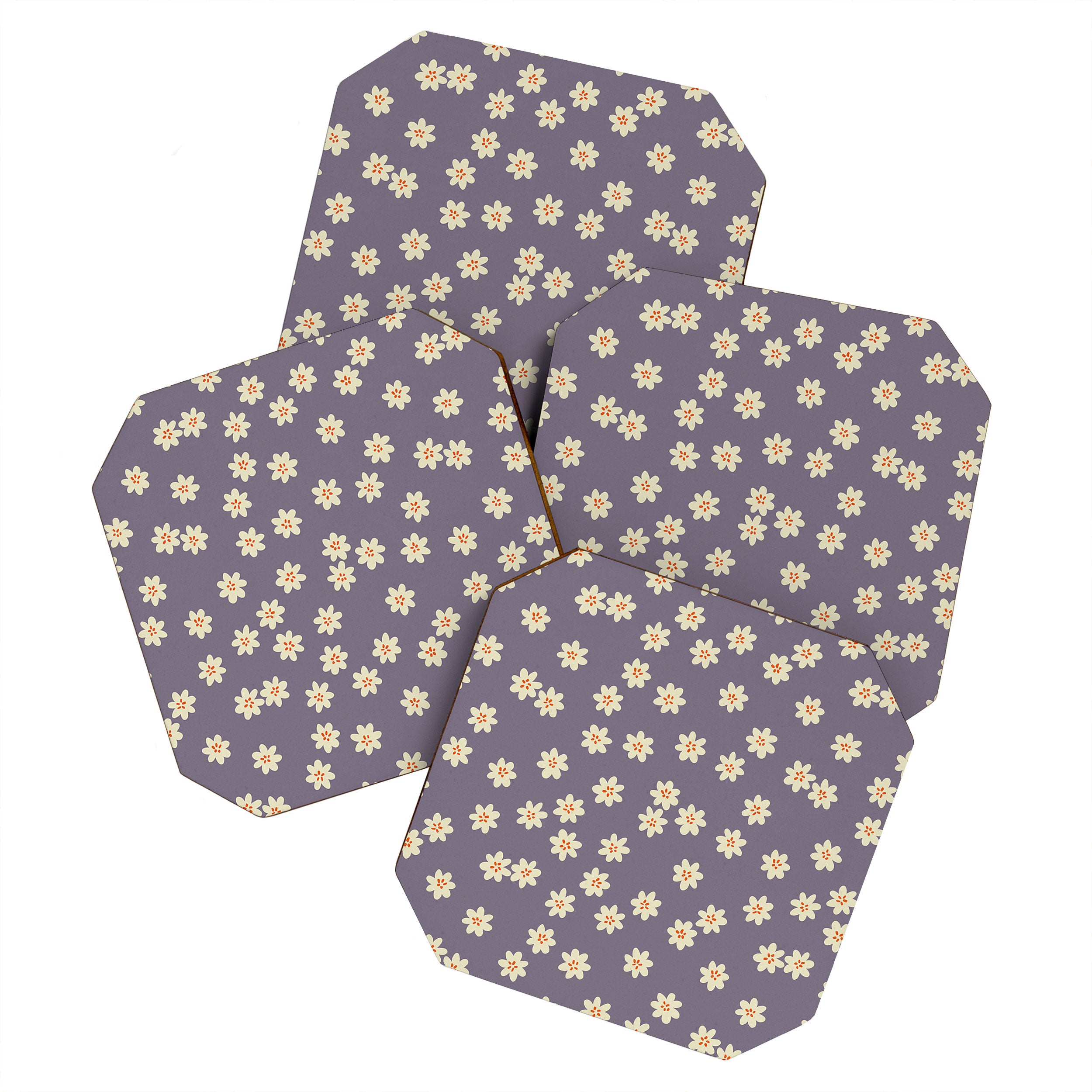Tiny Flowers / Lavender & Orange Coaster Gallery Image 1