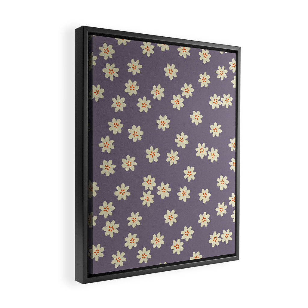 Tiny Flowers / Lavender & Orange Framed Canvas Print Gallery Image 2