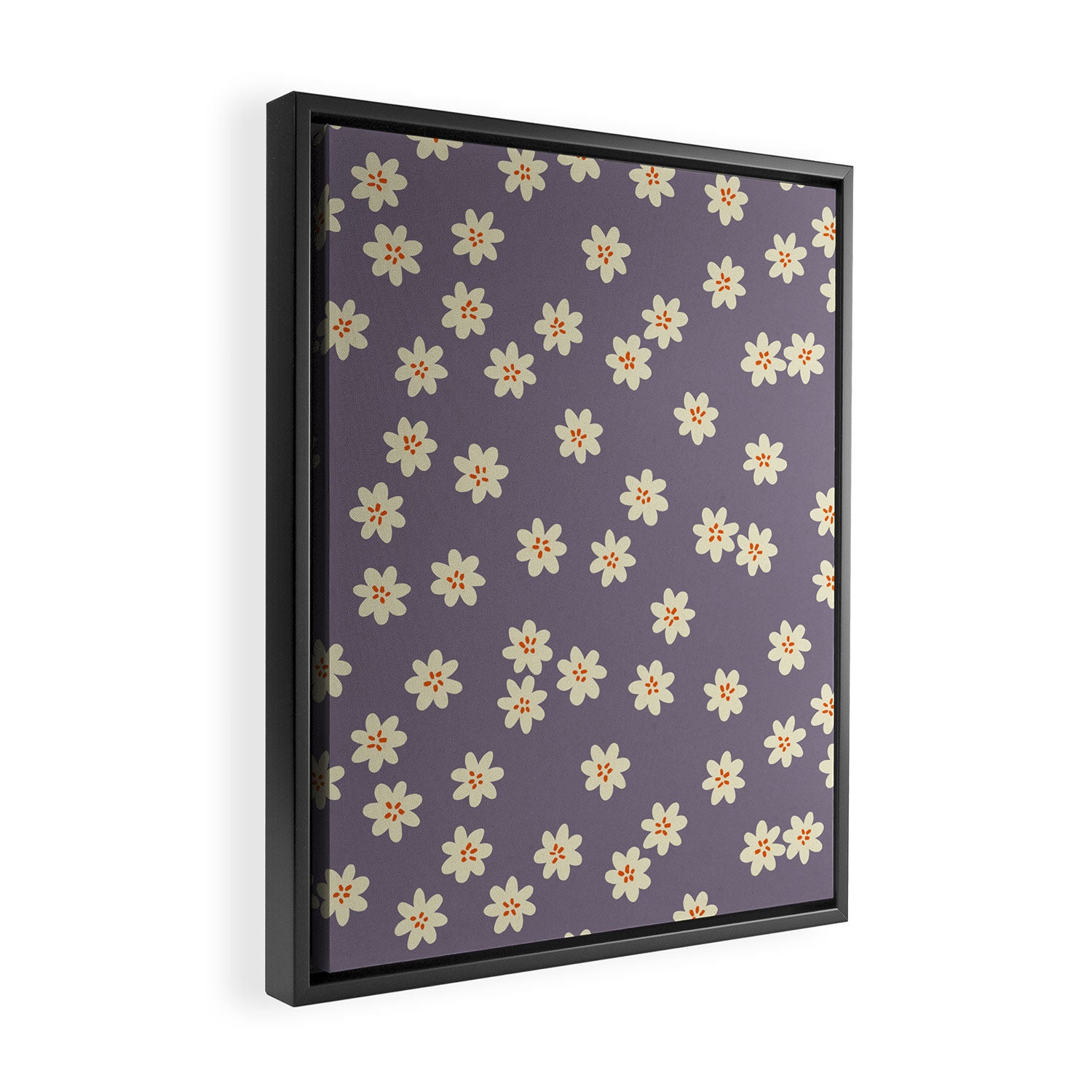 Tiny Flowers / Lavender & Orange Framed Canvas Print Gallery Image 2