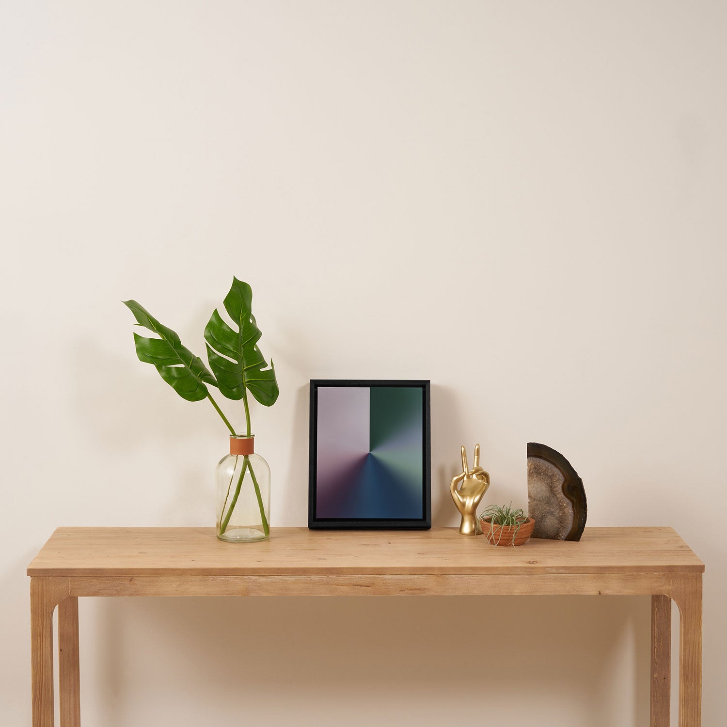 Line Gradient / Papa Green & French Grey Framed Canvas Print Gallery Image 4