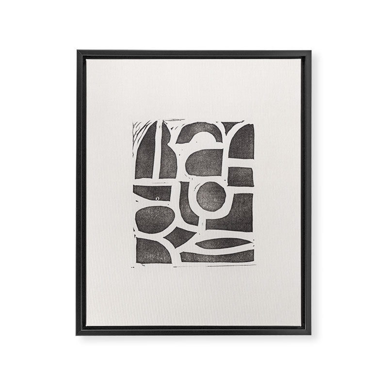 Linocut Abstract #2 Framed Canvas Print Gallery Image 6