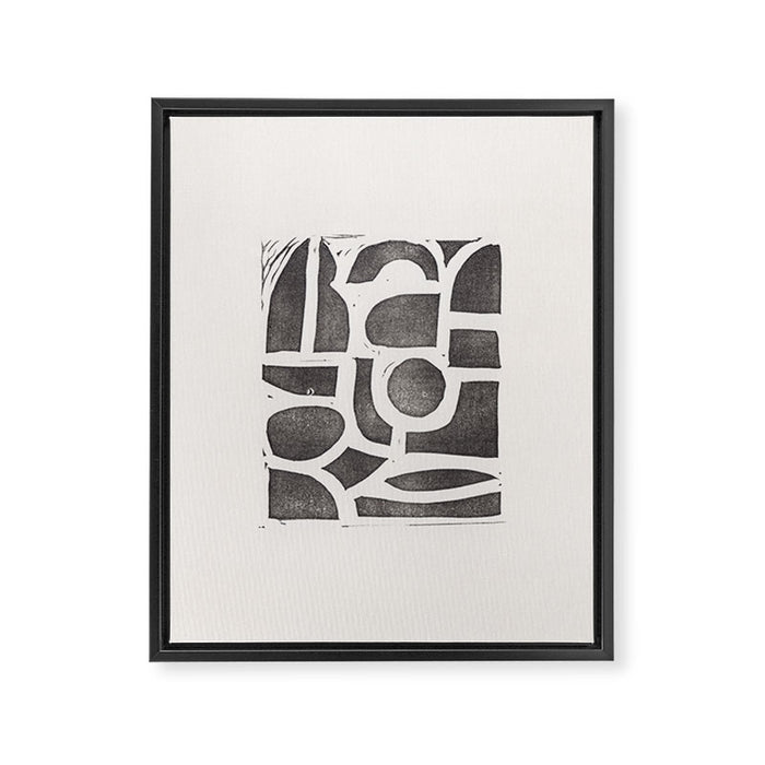 Linocut Abstract #2 Framed Canvas Print Gallery Image 1