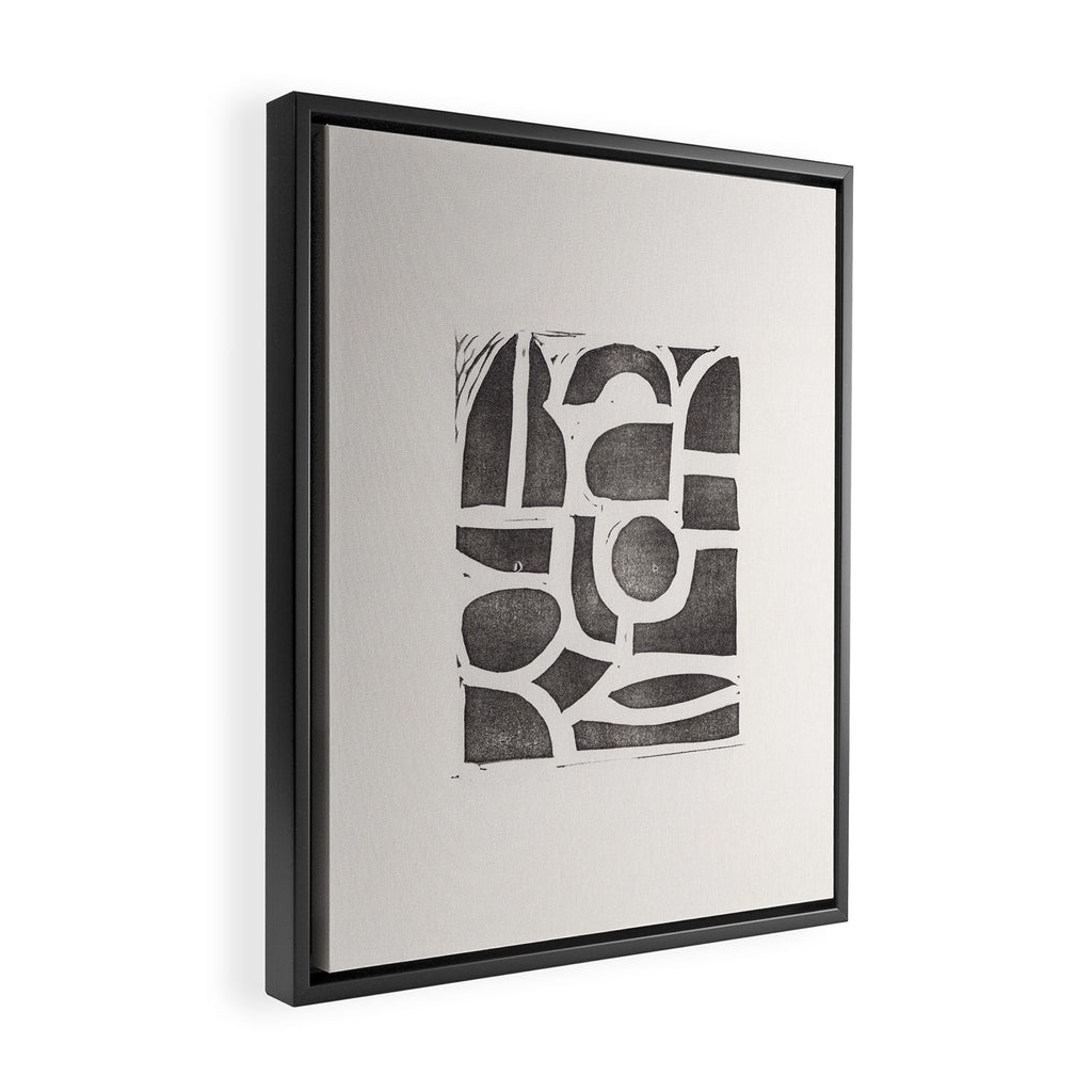 Linocut Abstract #2 Framed Canvas Print Gallery Image 2
