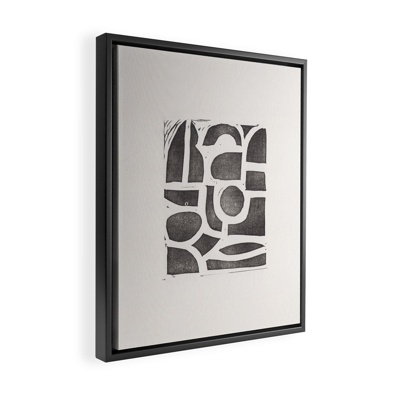 Linocut Abstract #2 Framed Canvas Print Gallery Image 2