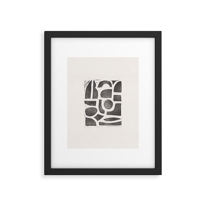 Linocut Abstract #2 Framed Art Print Gallery Image 5
