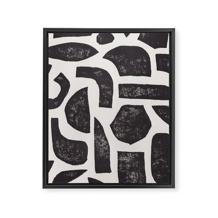 Linocut Abstract #3 Framed Canvas Print Gallery Image 1