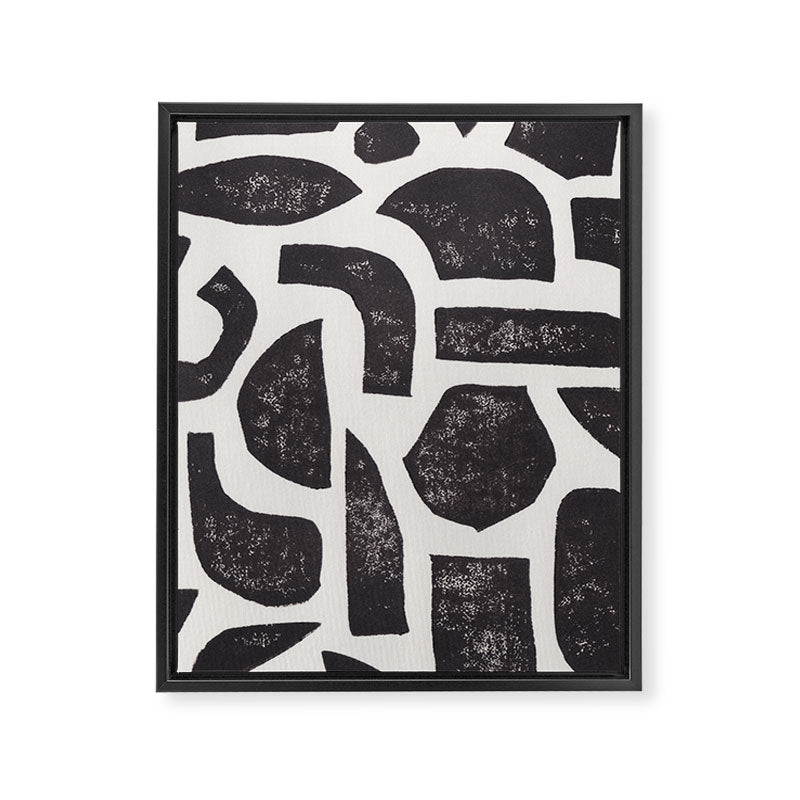 Linocut Abstract #3 Framed Canvas Print Gallery Image 6