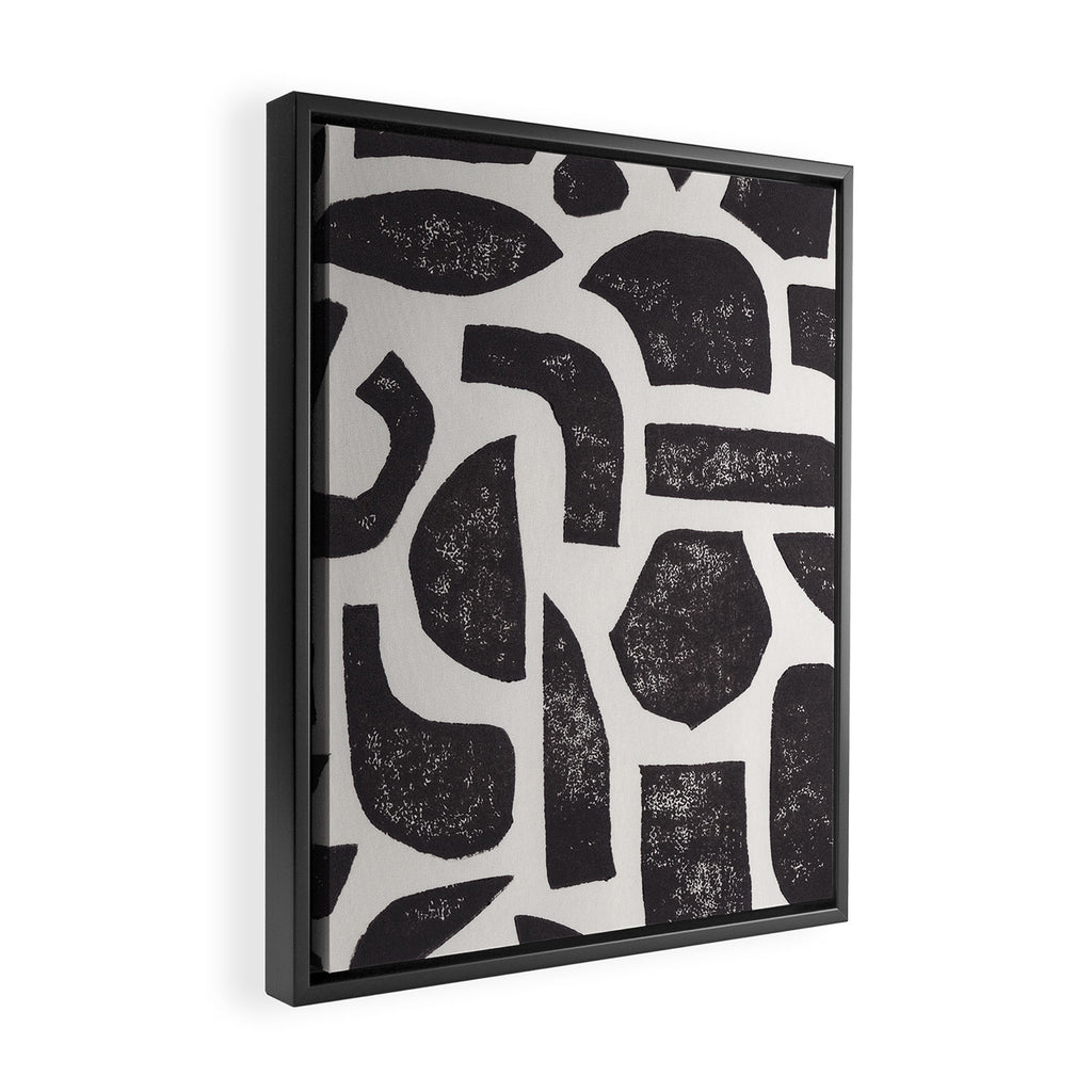 Linocut Abstract #3 Framed Canvas Print Gallery Image 2