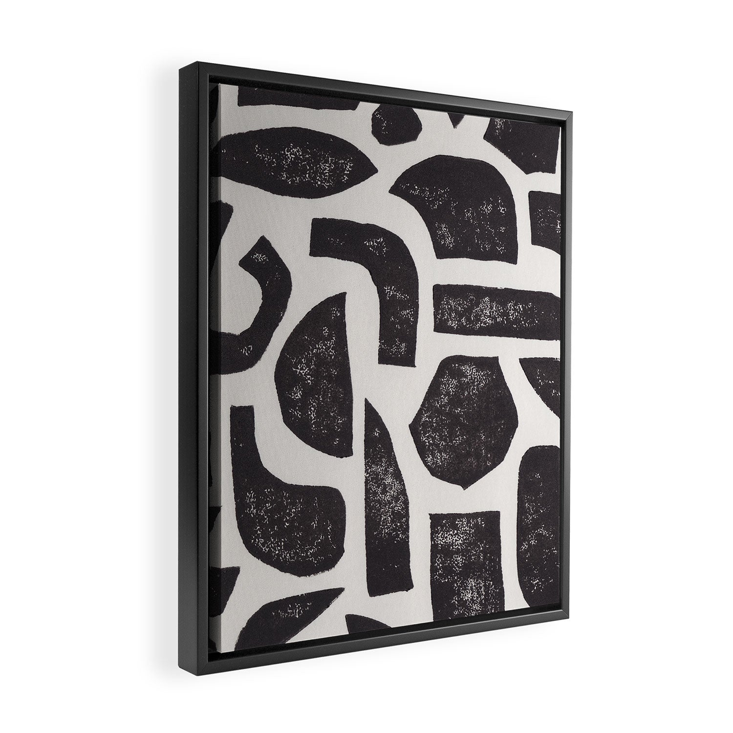 Linocut Abstract #3 Framed Canvas Print Gallery Image 2