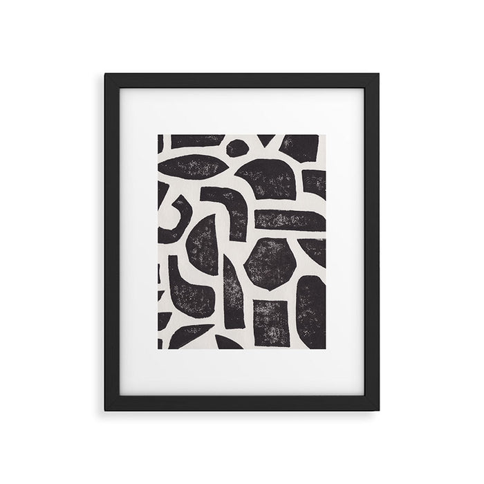 Linocut Abstract #3 Framed Art Print Gallery Image 1