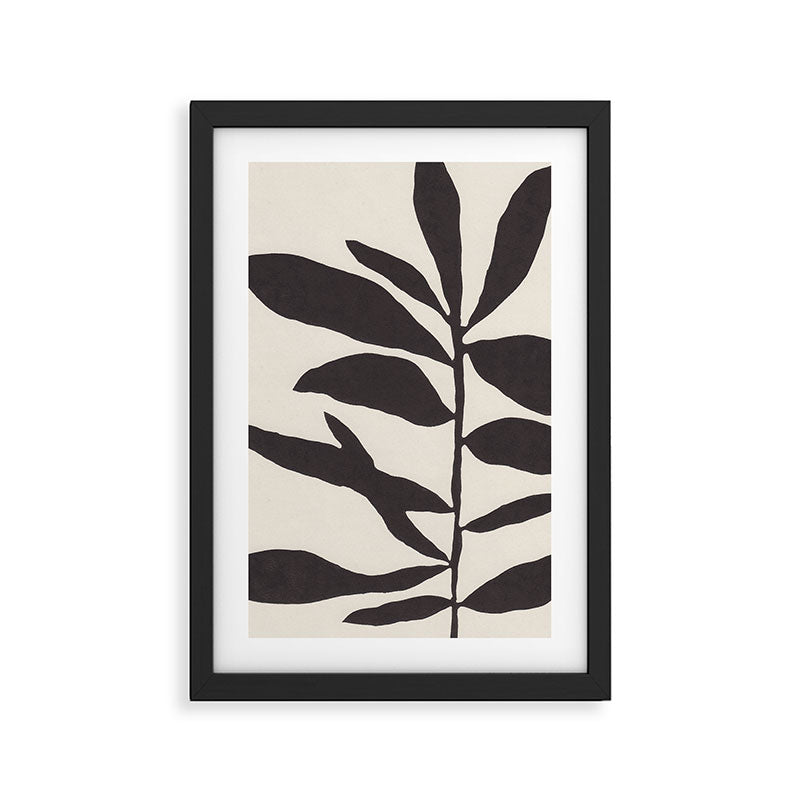 Linocut Branch #3 / Black & White Framed Art Print Gallery Image 2
