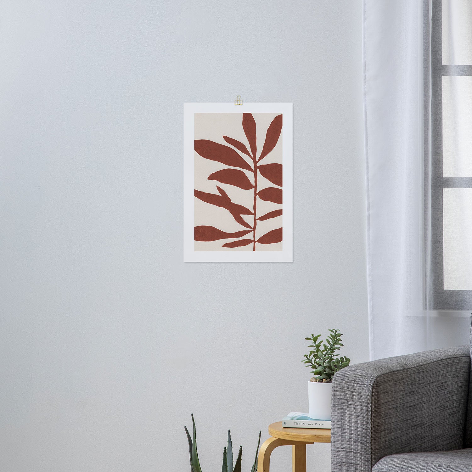 Linocut Branch #3 / Saffron Red Art Print Gallery Image 3
