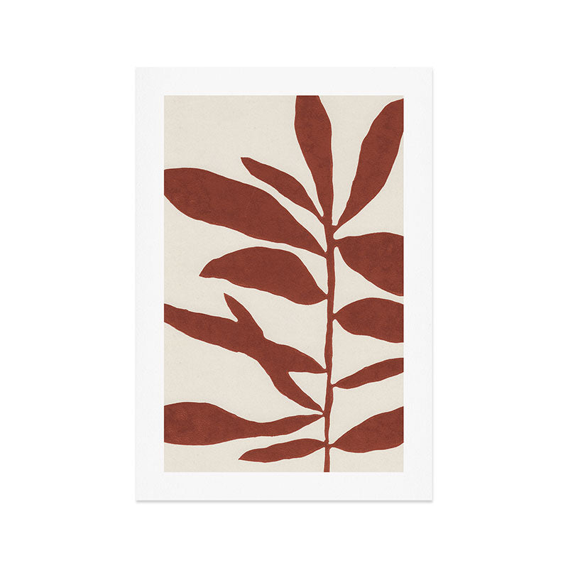 Linocut Branch #3 / Saffron Red Art Print Gallery Image 1