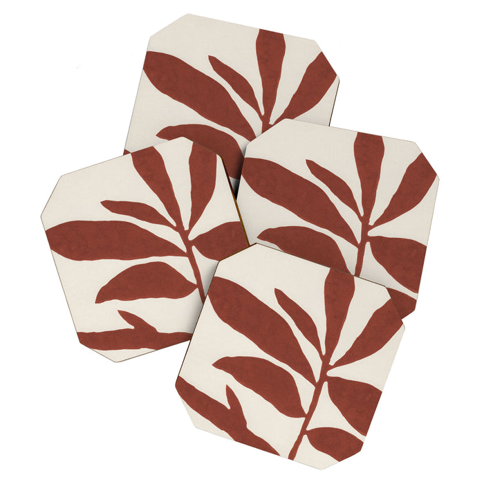 Linocut Branch #3 / Saffron Red Coaster Gallery Image 1