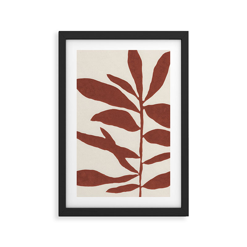 Linocut Branch #3 / Saffron Red Framed Art Print Gallery Image 2