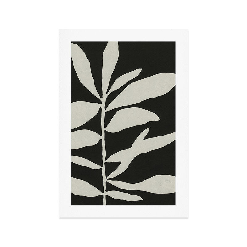 Linocut Branch #3 / White & Black Art Print Gallery Image 1