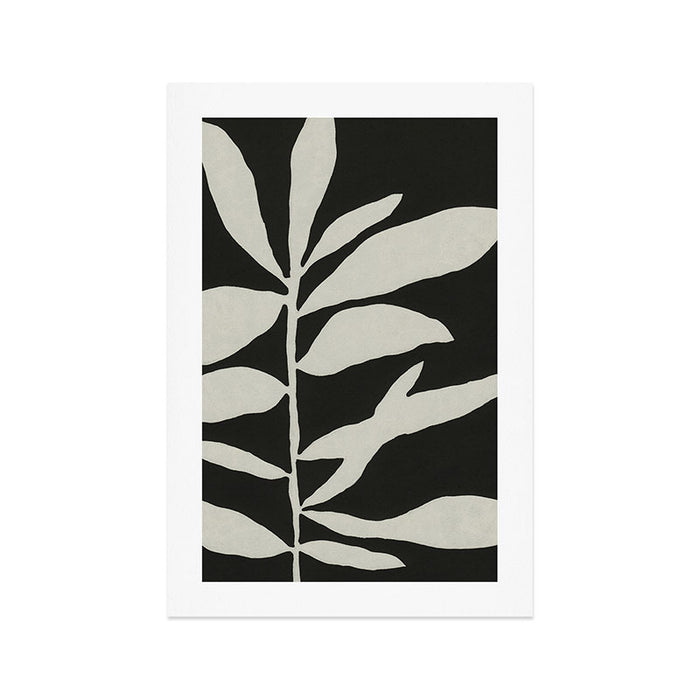 Linocut Branch #3 / White & Black Art Print Gallery Image 1