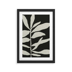 Linocut Branch #3 / White & Black Framed Art Print Gallery Image 2