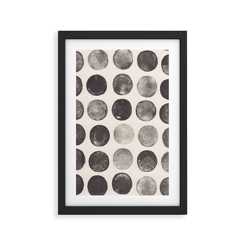 Linocut Circle Pattern Framed Art Print Gallery Image 3