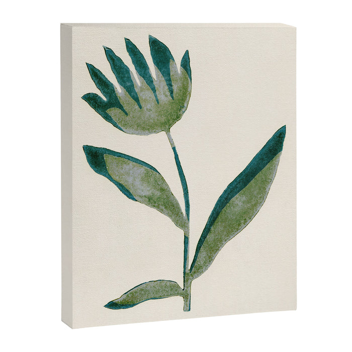 Linocut Flower / Dark Teal Canvas Print Gallery Image 1