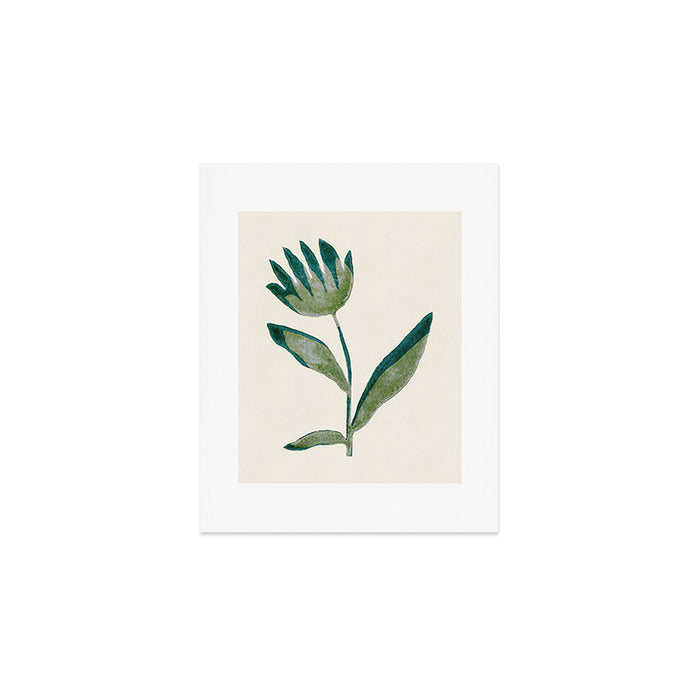 Linocut Flower / Dark Teal Art Print Gallery Image 1